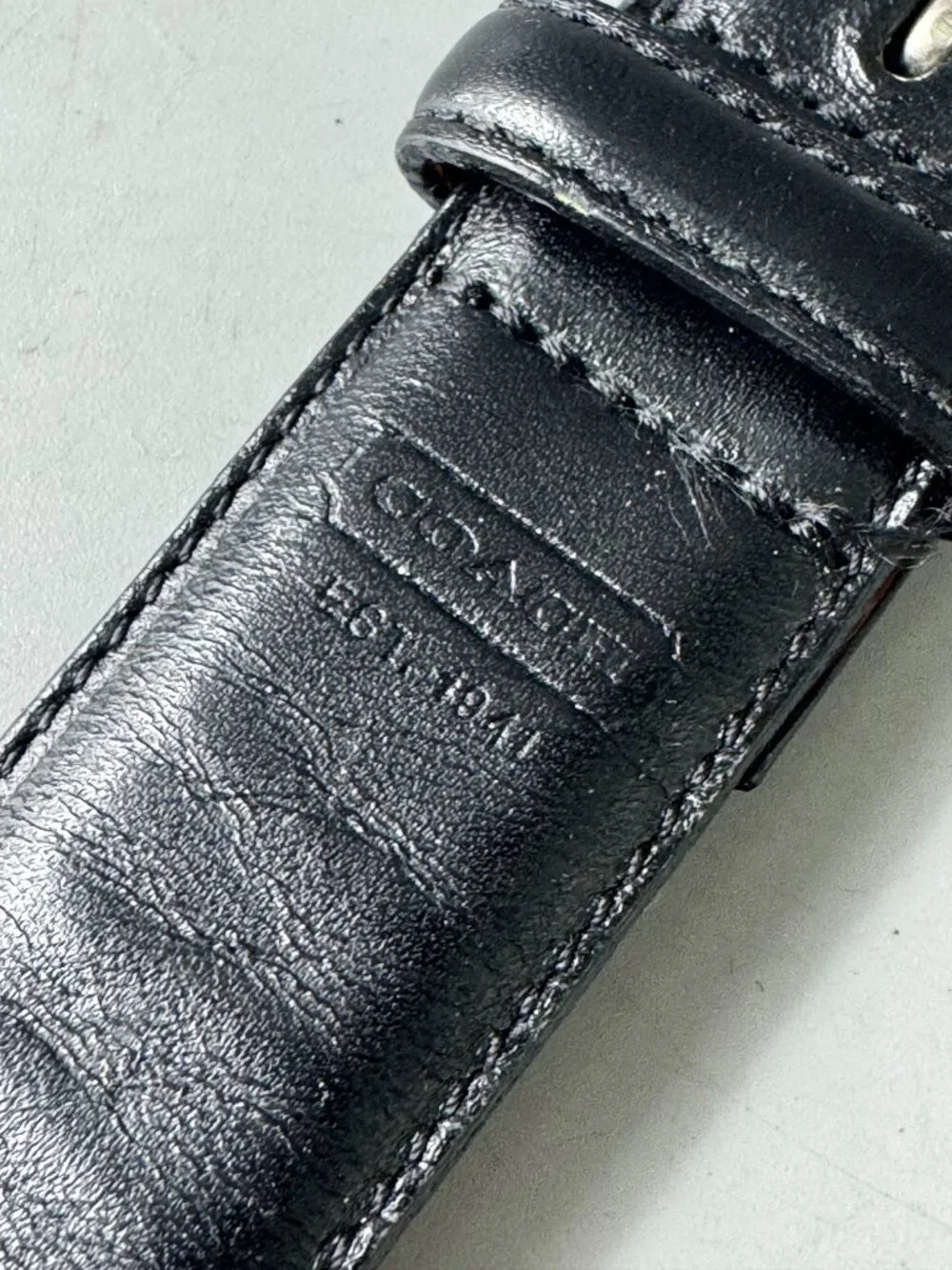 Coach 5953 Black Leather Men's Belt, Size 40'' / 100 CM